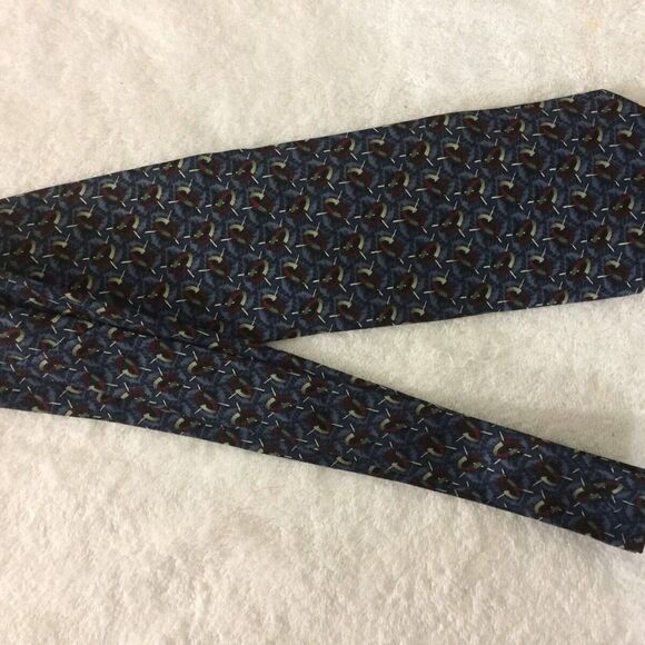 Henry Grethel Mens Necktie Navy Maroon Gray Circle - Picture 3 of 5
